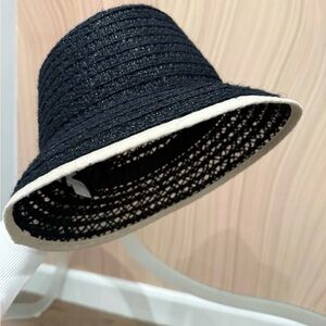 Nordstrom Black and Cream Woven Hat